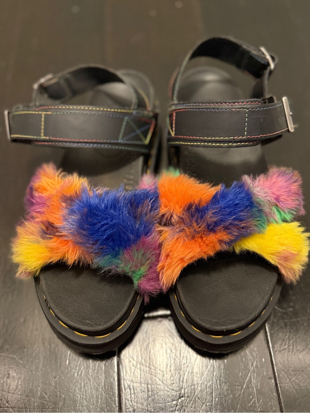 Dr. Martens VOSS II FLUFFY FAUX FUR STRAP SANDALS - Picture 4 of 13